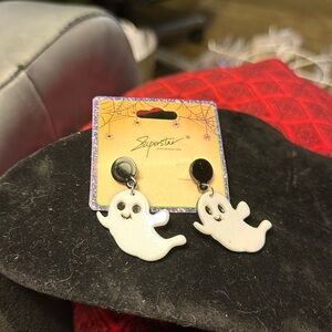 Halloween dangle earrings with the ghost. Pierced earrings. Adorable​
